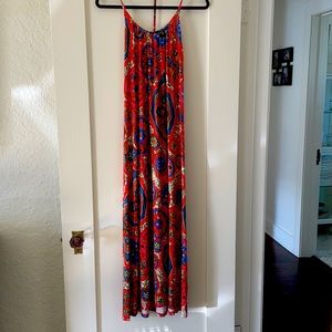 Maxi dress / cover up. T- back rayon and spandex.